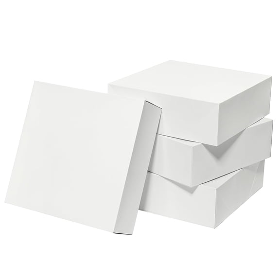 12x12x4 Large Gift Boxes with Lids 10 Pack White Paperboard