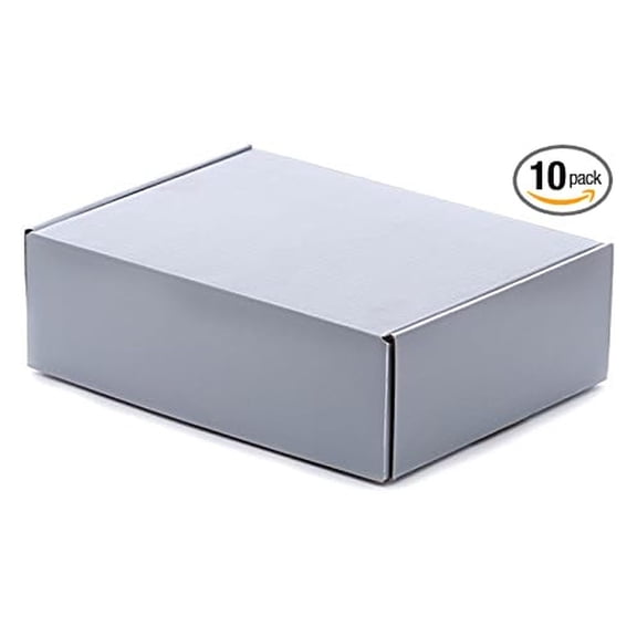 12x12x4 Silver Shipping Boxes - 10 Pack, Matte Finish Mailing Boxes, Reversible Decorative Gift Boxes, Corrugated Packaging