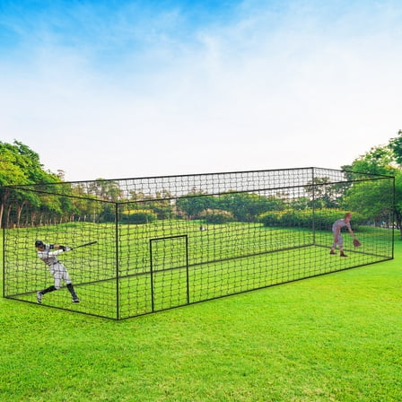 PartyKindom Black Polyester Pe Baseball Batting Cage Net Easy Access Door Outdoor Use