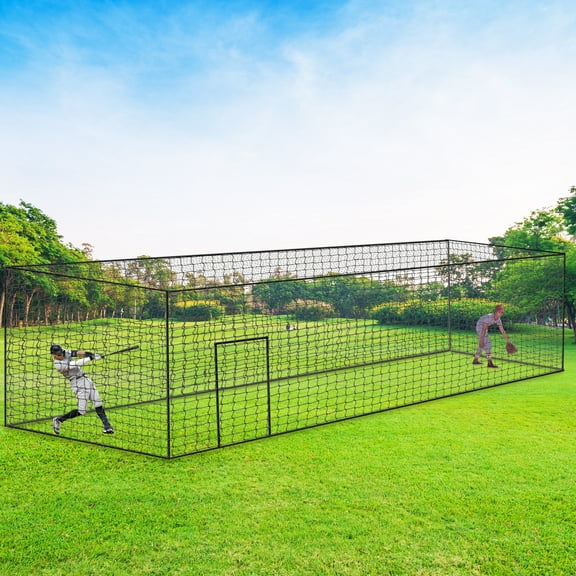 PartyKindom Black Polyester Pe Baseball Batting Cage Net Easy Access Door Outdoor Use