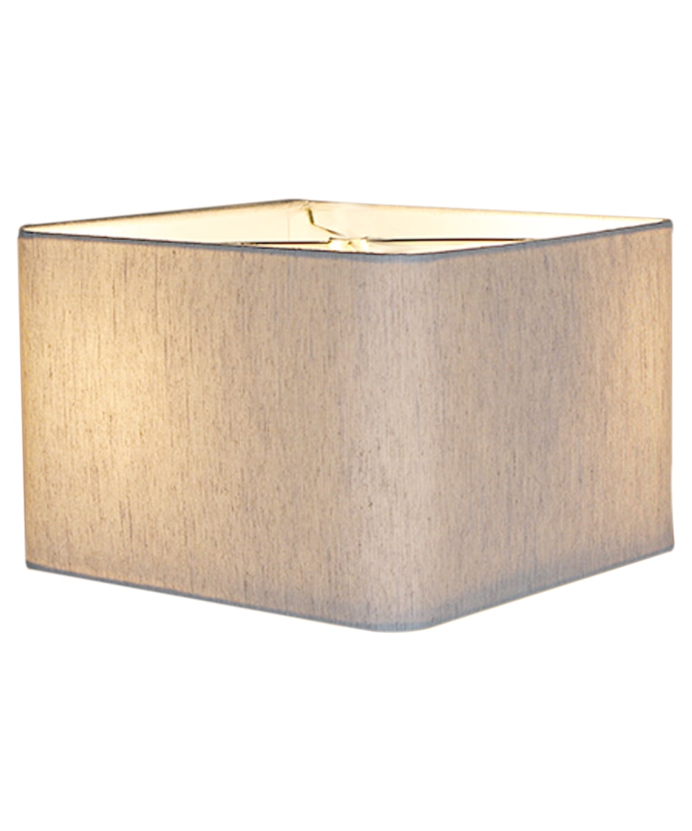 12x12x8 Rounded Corner Premiere Hardback Shallow Square Drum Lampshade  Textured Oatmeal 