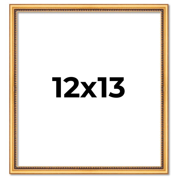 12x13 Frame Beaded Gold Solid Wood Picture Frame | 0.75 Inches Moulding Width | Liscio Oro