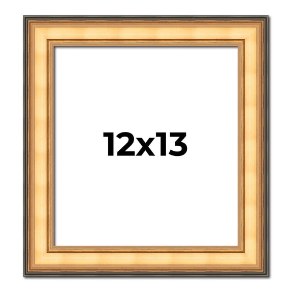12x13 Frame Gold Plein Aire Solid Wood Picture Frame Width 2 Inches | Interior Frame Depth 0.5