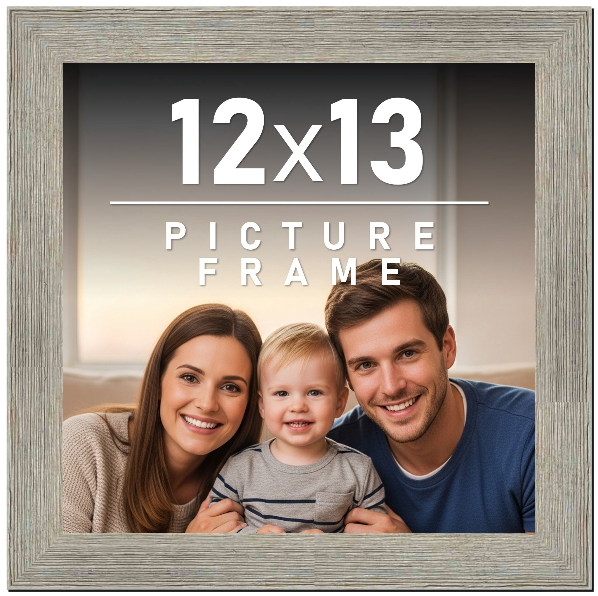 12x13 Frame Black Solid Wood Picture Frame | 0.75 Inch Moulding