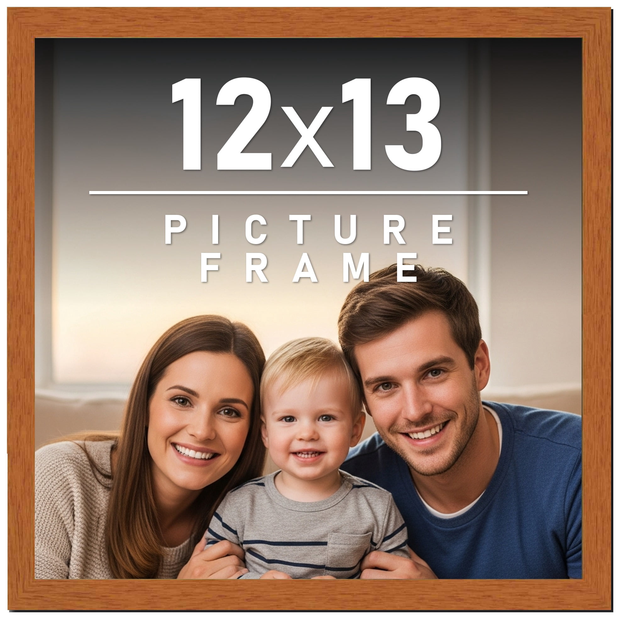 12x13 Frame Black Solid Wood Picture Frame | 0.75 Inch Moulding