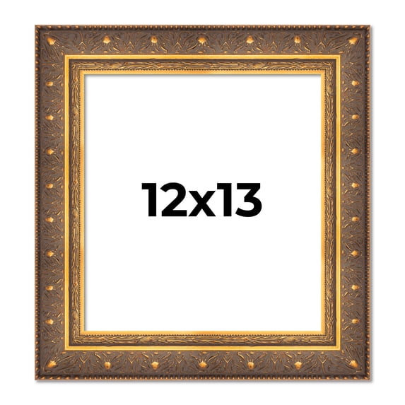 12x13 Frame Vintage Gold Solid Wood Picture Frame | 2.5 Inch Moulding Width | Ornate Bronze Museo