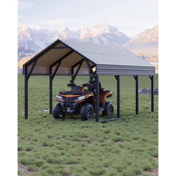 12x13ft Steel Roof Reinforced All-Weather Metal Carport Shed