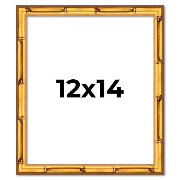 12x14 Frame Gold Bamboo Picture Frame - Complete Modern Photo Frame Includes UV Acrylic Shatter