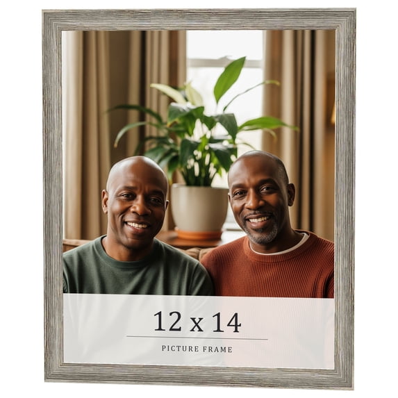 12x14 Frame Grey Solid Wood Picture Frame Width 1 Inches | Interior Frame Depth 0.5 Inches |