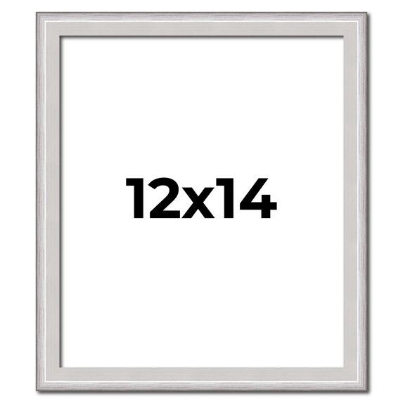 12x14 Frame Silver Inner Slope Bevel Picture Frame | 1 Inch Moulding Width | 0.75 Inch Rabbet Depth