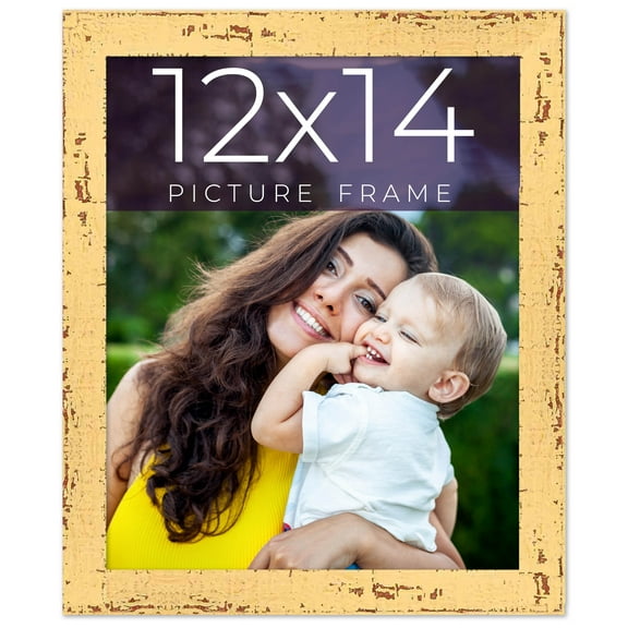 12x14 Frame Yellow Real Wood Picture Frame Width 1.25 inches | Interior Frame Depth 0.5 inches |