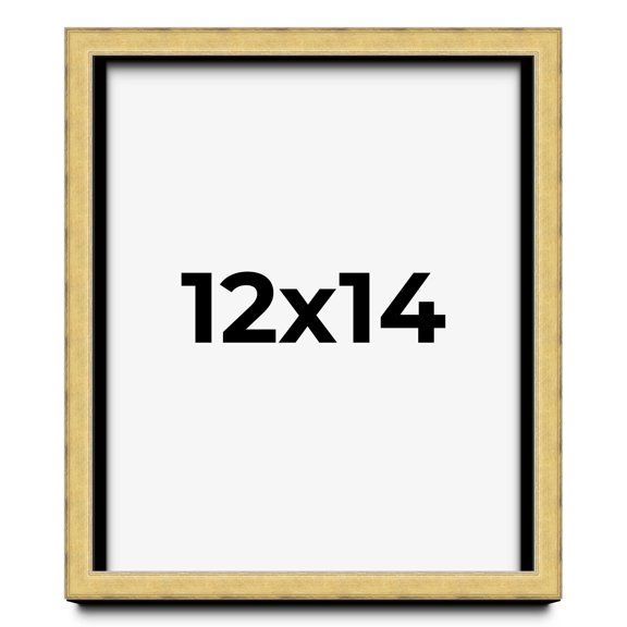 12x14 Shadow Box Frame Gold | 1.375 Inches Deep Real Wood Contemporary Shadowbox Display Frame | UV