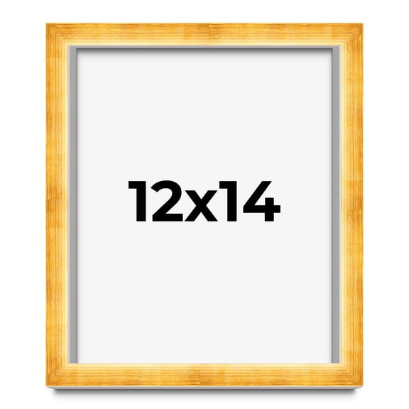 12x14 Shadow Box Frame Gold | 1.625 Inches Deep Real Wood Traditional Shadowbox Display Frame | UV