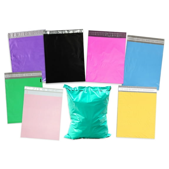 12x15.5 Inch Colored Poly Mailers, Large Business Shipping Mailers, Flat Self-Sealing Fun Mailing Bags