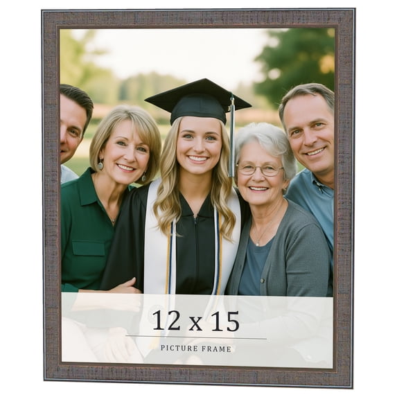 12x15 Frame Blue Kingsley Pewter Solid Wood Picture Frame Width 0.75 Inches |Interior Depth 0.5
