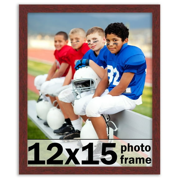 12x15 Frame Brown Mahogany Solid Wood Picture Frame Includes UV Acrylic Plexiglass, Acid Free Foam
