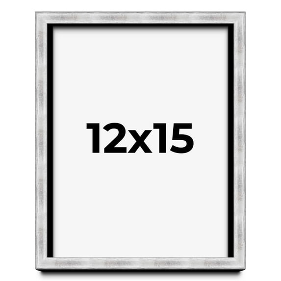 12x15 Frame Brushed Silver Solid Wood Picture Frame | 0.75 Inch Moulding Width | Rabbet Depth 0.75