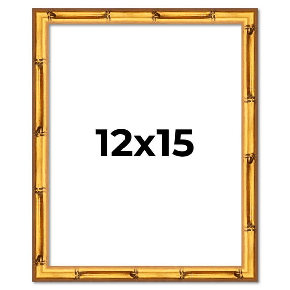 12x15 Frame Gold Bamboo Picture Frame - Complete Modern Photo Frame Includes UV Acrylic Shatter