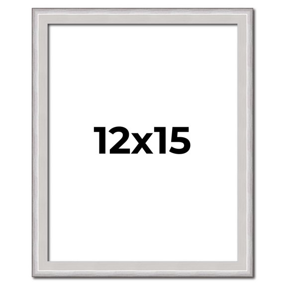 12x15 Frame Silver Inner Slope Bevel Picture Frame | 1 Inch Moulding Width | 0.75 Inch Rabbet Depth