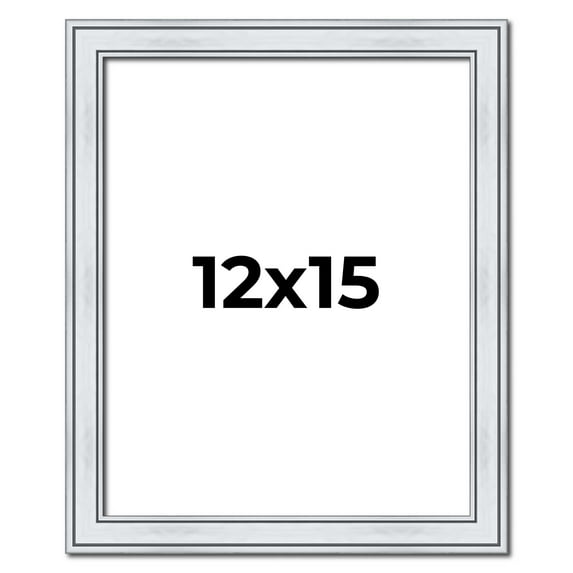 12x15 Frame Sterling Silver Solid Wood Picture Frame | 1.25 Inch Moulding Width | 0.75 Inch