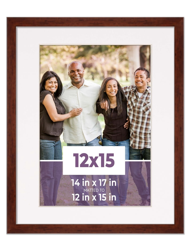 12x15 Frame Walnut With White Picture Mat For 12x15 Photo - Walnut