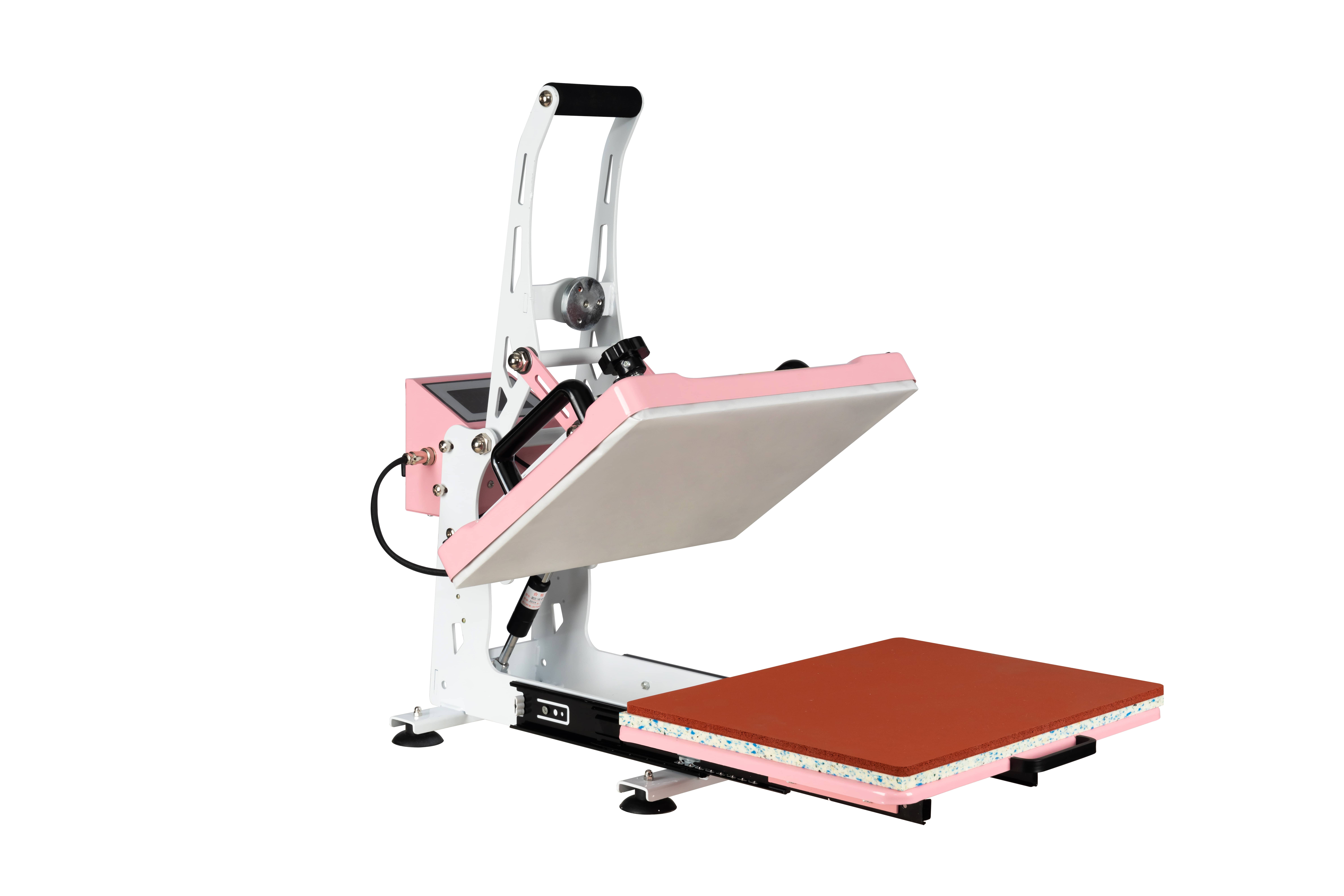 12x15 Heat Press,Platen Heat Press Machine With Slide-out base for T Shirts,Dual Support arm Bar, Professional Sublimation Printers for Home and Business Use,Pink