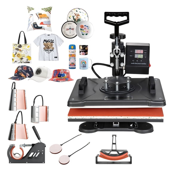 12x15 Inch Heat Press Machine for T-Shirts, Mugs, Hats, Caps&Plates - 8 in 1 Digital Transfer Equipment
