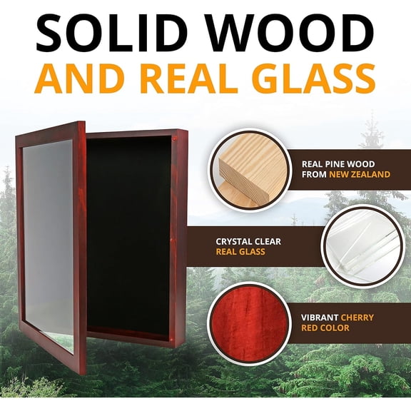 12x15 Large Shadow Box Frame, Deep Display Case, Red, Picture Frame, Graduation Cap, Military , Wedding Wood Frame