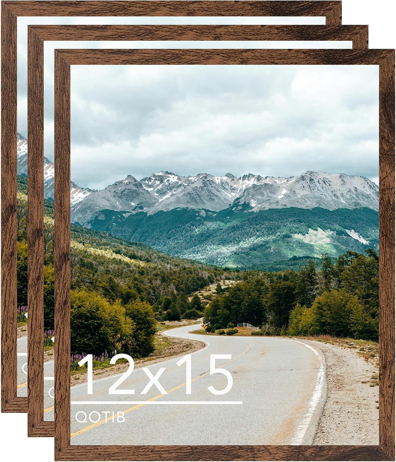 12x15 Picture Frame Deep Brown for Wall Hanging, Wood 12 x 15 Frame Photo Frame for Wall Horizontally or Vertically, Deep Brown, 3 Pack