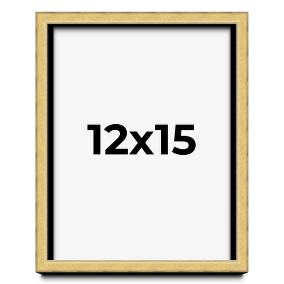 12x15 Shadow Box Frame Gold | 1.375 Inches Deep Real Wood Contemporary Shadowbox Display Frame | UV