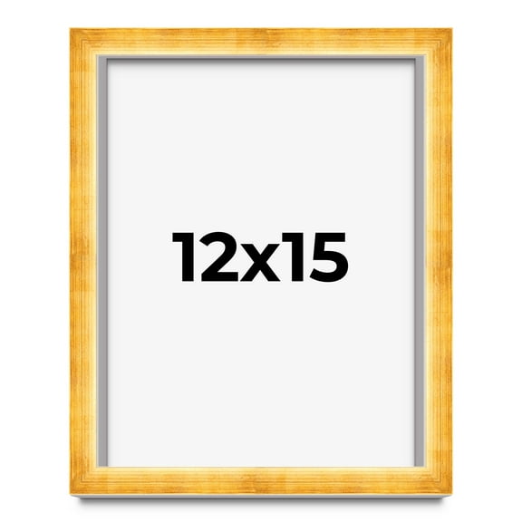 12x15 Shadow Box Frame Gold | 1.625 Inches Deep Real Wood Traditional Shadowbox Display Frame | UV