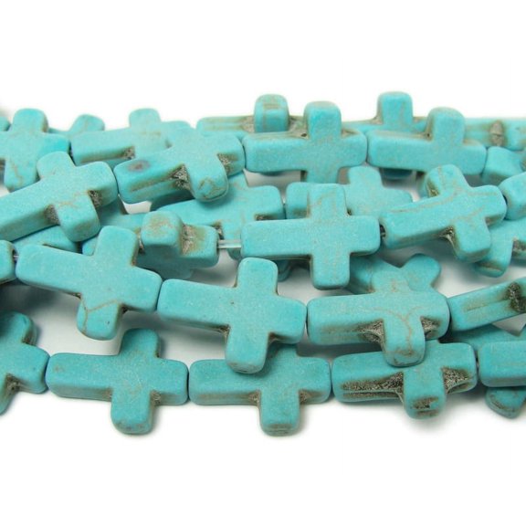 12x15mm 16" Strand Turquoise Howlite Matte Cross Beads For Jewelry Making
