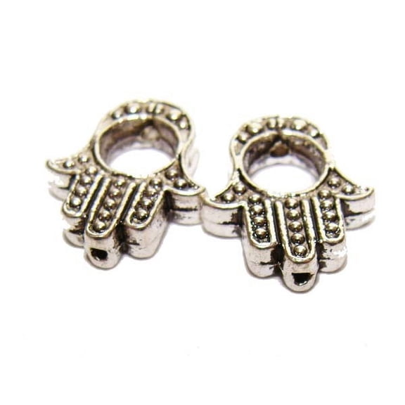 12x15mm Pack Of 20 Pcs Bali Style Pewter Hand-Shaped Beads For Jewelry Making