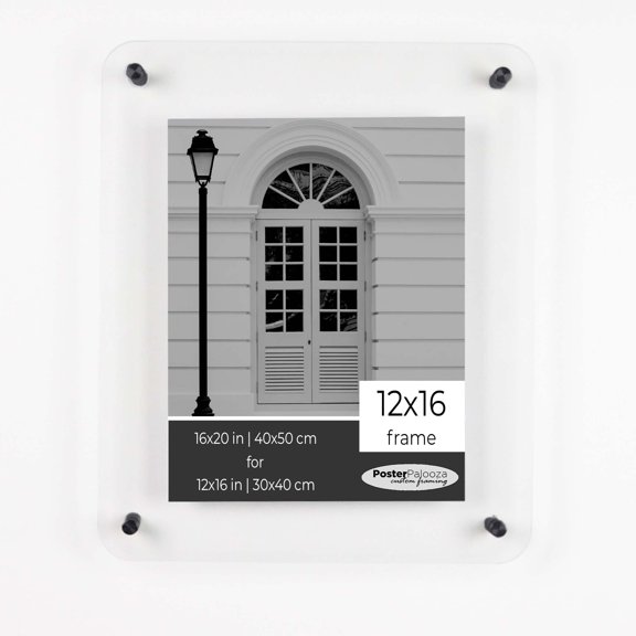 12x16 Acrylic Floating Frame with Black Standoff Wall Mount Hardware
