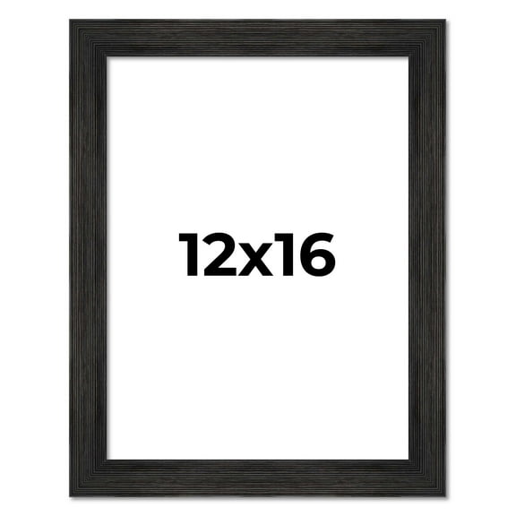 12x16 Black Rustic Wide Barnwood Picture Frame - UV Acrylic, Foam Board Backing, Hanging Hardware