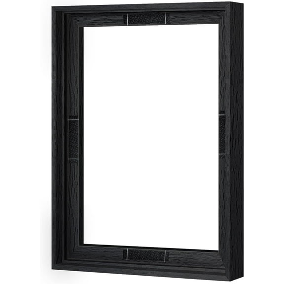 12x16 Canvas Floating Frame with 0.9" Deep, Black Floater Frame for Canvas Paintings with Adhesive, Vertical or Horizontal Wall Art frame for Prints Oil Painting Diamond Decor, 1 Pack.