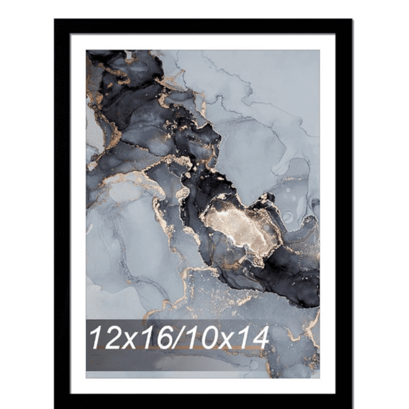 12x16 Frame Black, Display Picture 10x14 with Mat or 12 x 16 Without Mat, Wall Hanging Large Picture Frame for Diamond Art Painting 30x40cm - 1 Pack