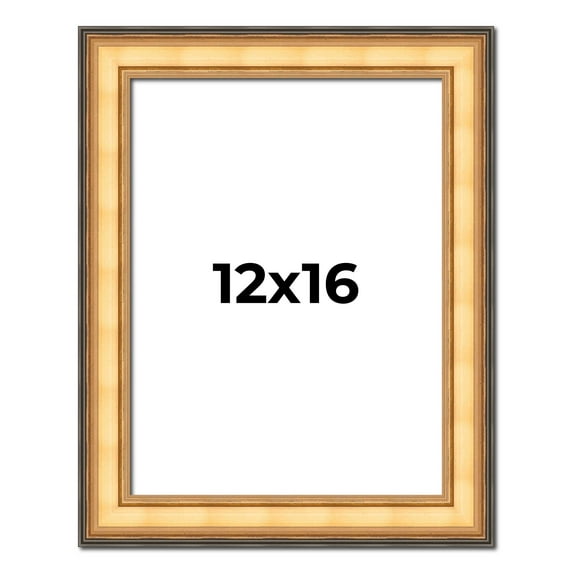 12x16 Frame Gold Plein Aire Solid Wood Picture Frame Width 2 Inches | Interior Frame Depth 0.5