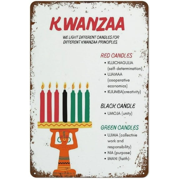 12x16 Inch The 7 Principles Of Kwanzaa Candle Art African American Art Home Decor Kitchen Poster Cafe Bar Sign Wall Art Poster Boys Girls Modern Home Bedroom Metal Signs For Garage Man Cave Bar