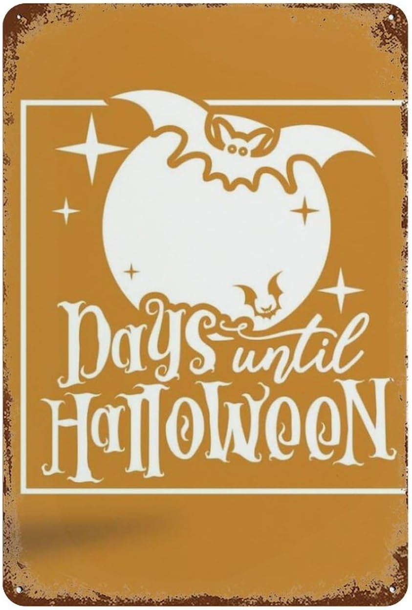 12x16 Inch Days Until Halloween Retro Tin Signs Metal Sign For Indoor