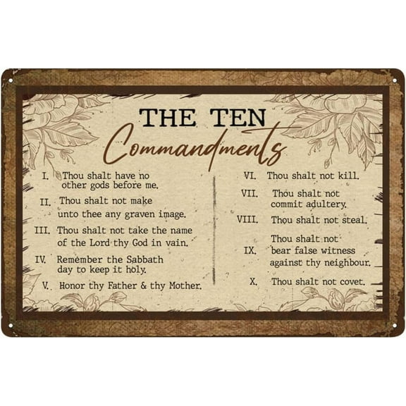 12x16 Inch Metal Tin Sign The Ten Commandment Vintage Metal Signs Poster Wall Decor Design For Cafes Bar Pub Beer Club Wall Home Decor