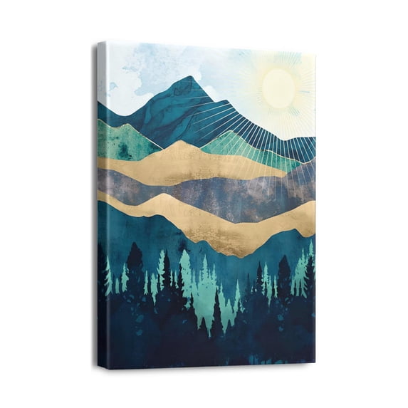 12x16 Inch Modern Mountain Decor Watercolor Forest Wall Art, Adds a Natural Touch to Your Living Room or Bedroom