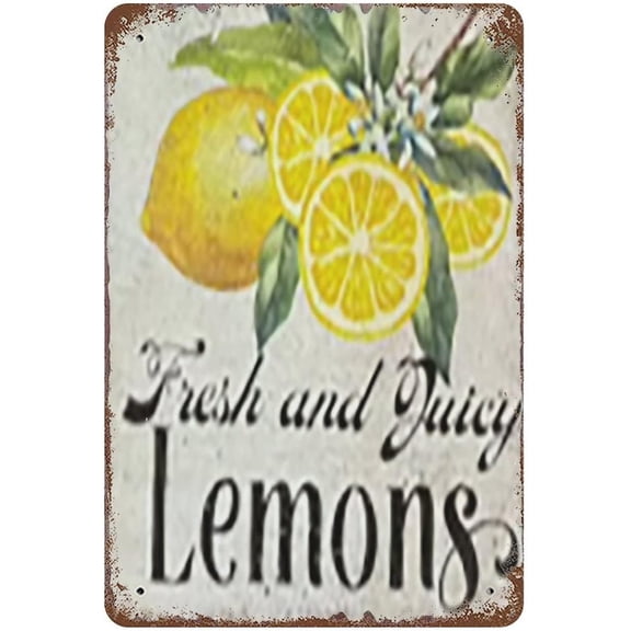 12x16 Inch Primitive Lemon Signs Botanical Tree Print Wall Art Summer Sign For Farmhouse Nursery Home Bedroom Kitchen Bathroom Garden Yard Wall Decor
