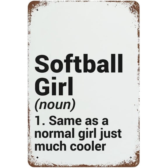 12x16 Inch Softball Girl Definition Wall Decor Metal Signs, Vintage Wall Hanging Artwork For Bedroom Bathroom Living Room Kitchen, Gifts For Softball Player Girl Women
