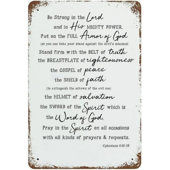 12x16 Inch Vintage Metal Tin Signs Armor Of God Scripture Ephesians 0 10 18 Wall Art For Pub Bar Kitchen Garden Bathroom Home Decor Presents On Christmas Halloween Thanksgiving