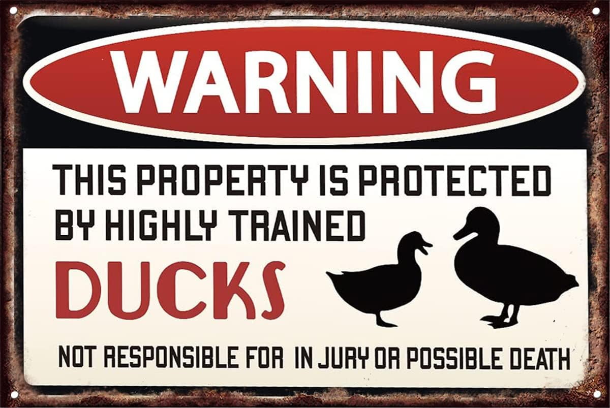 12x16 Inch Warning Sign Warning Ducks Metal Tin Sign Wall Decor Sign ...