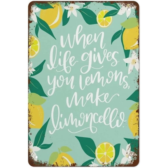 12x16 Inch When Life Gives You Lemons, Make Limoncello Hand Lettered Wall Art Floral Wall Signs For Kitchen Home Office Bar Cafe Decor