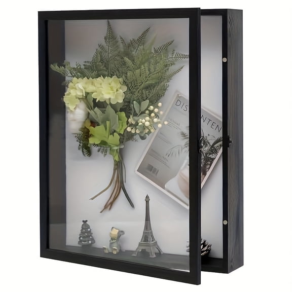 12x16 Large Shadow Box Frame with Plexiglass Cover, Sturdy Memory Display Case Of Flower, Pictures, Medals And More, Black