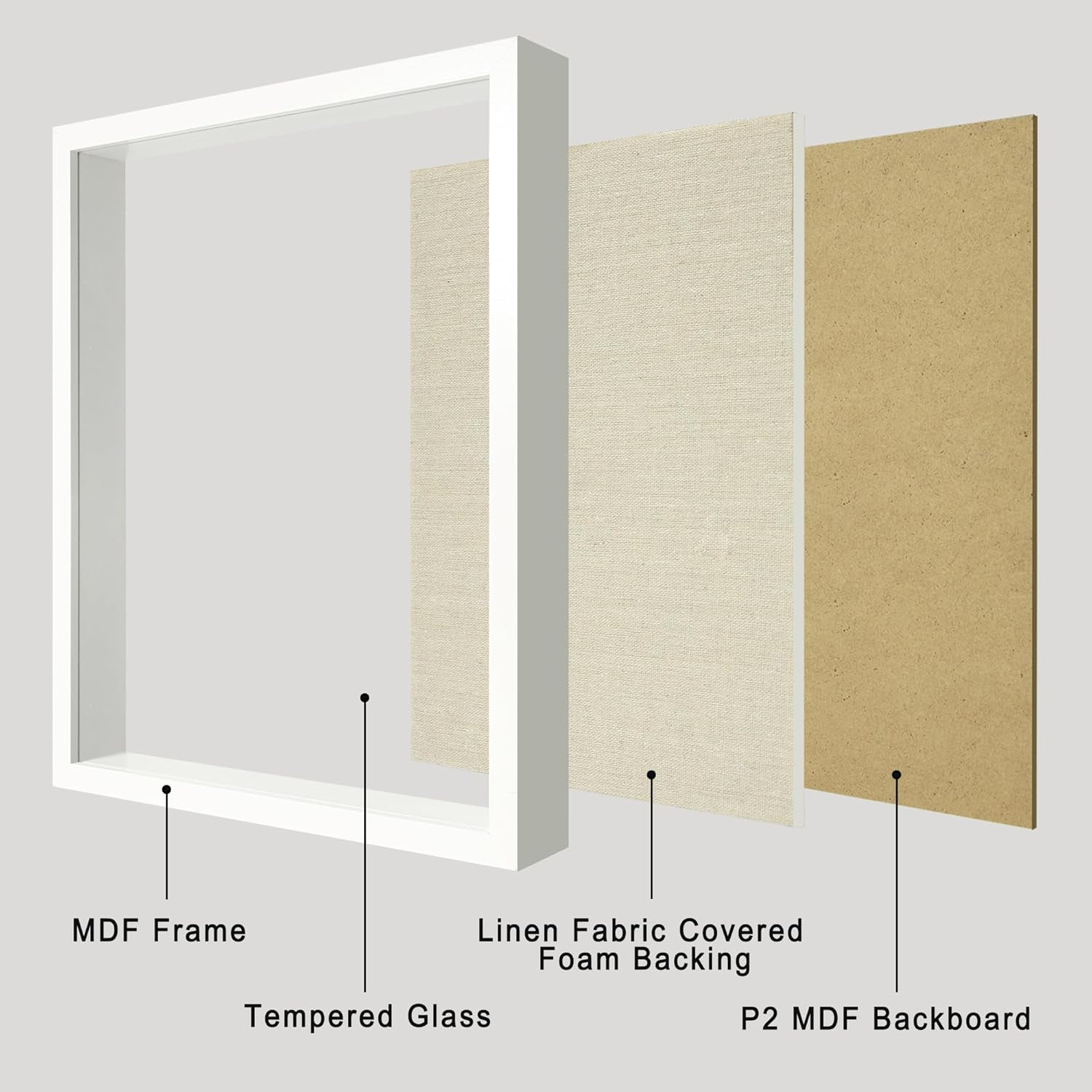 12x16 Large Shadow Box Picture Frame Display Case with Soft Linen Back ...