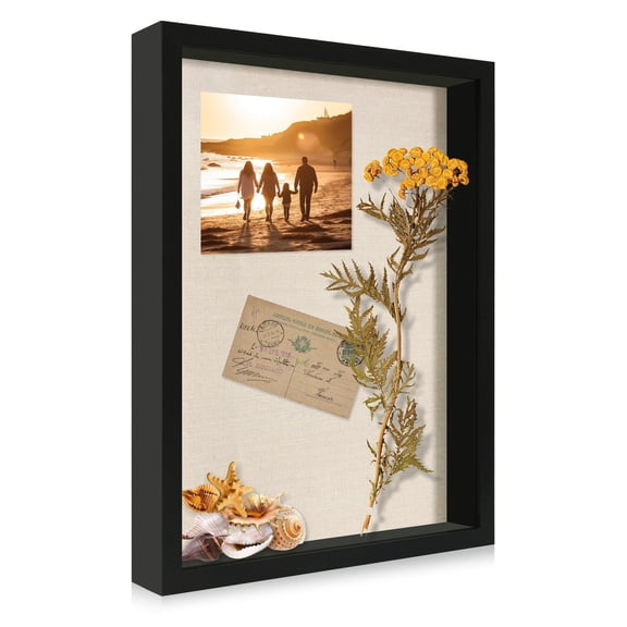 12x16 Large Shadow Box Picture Frame Display Case with Soft Linen Back, Wooden Memory Shadow Box Frame with Tempered Glass Cover for Wall Display